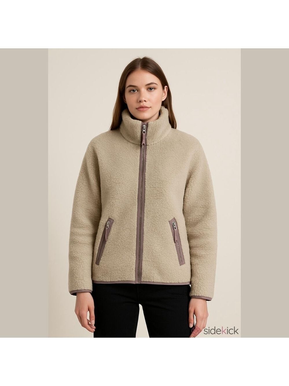 Patagonia Women's Beige DIVIDED SKY Fair Trade Cozy Sherpa Med Teddy Jacket